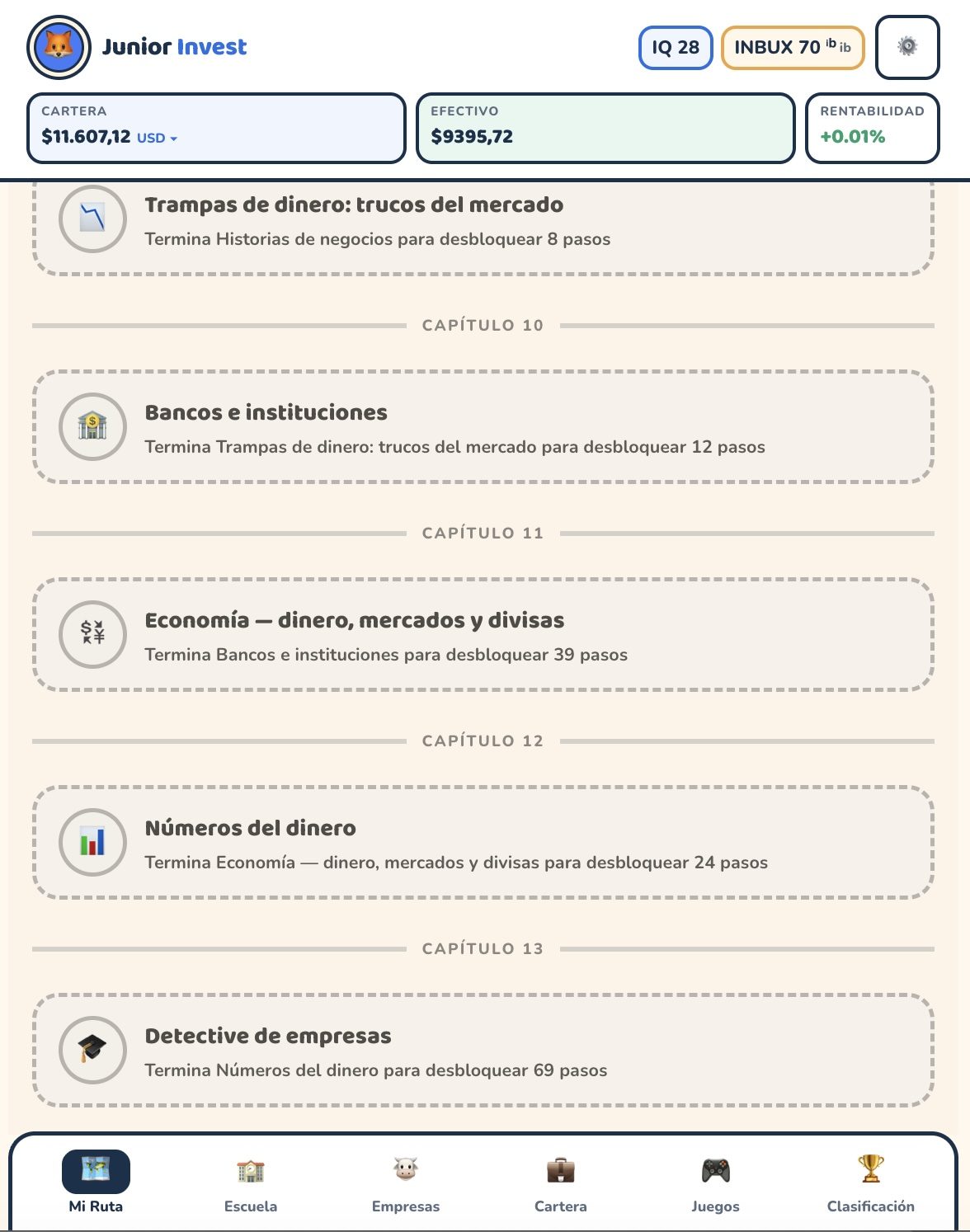 Lista de capítulos de la ruta