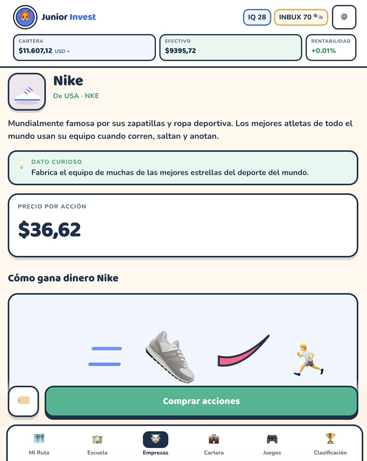 La página de una empresa que explica cómo gana dinero