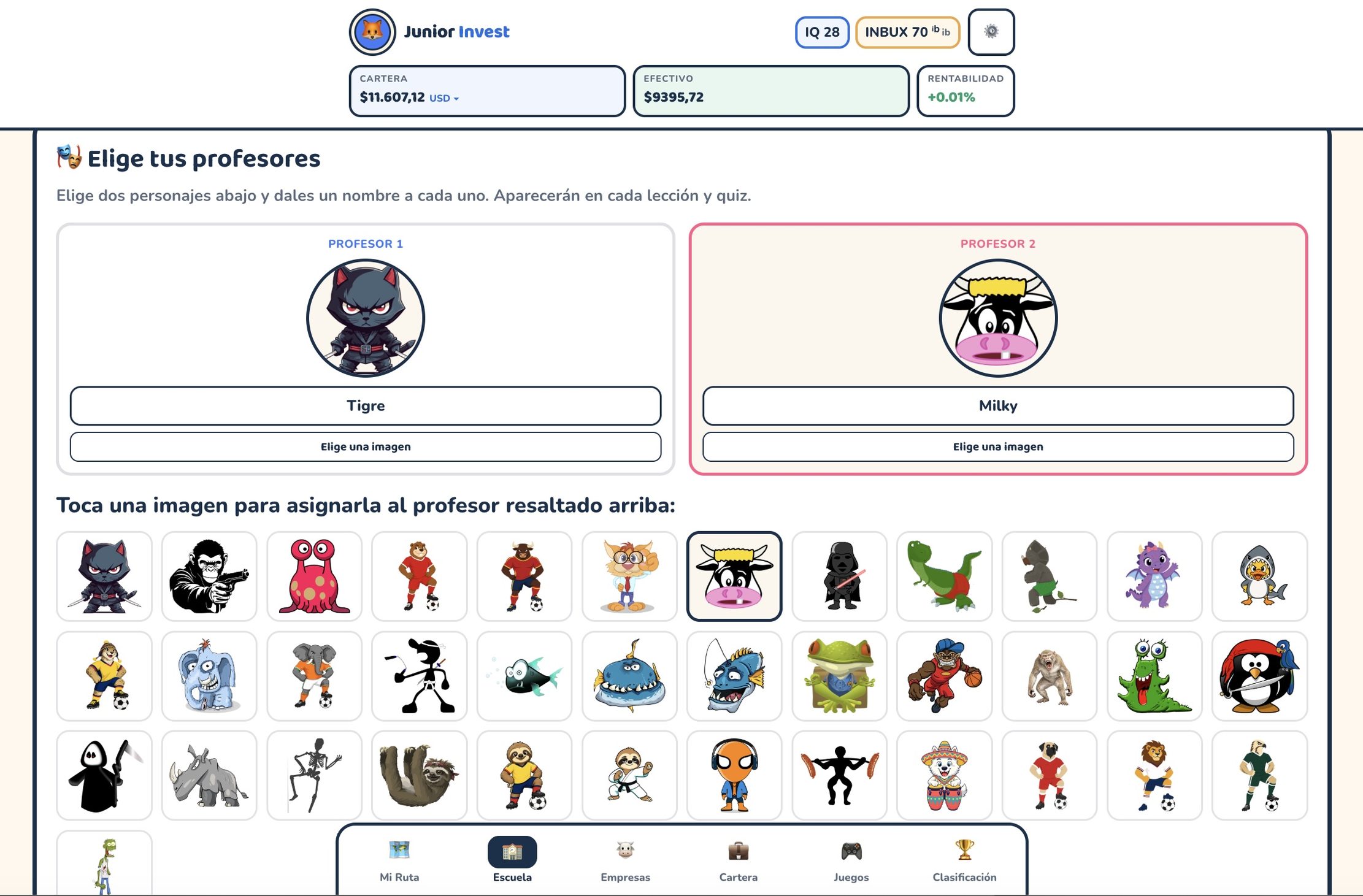 Elegir a los dos profesores y ponerles nombre